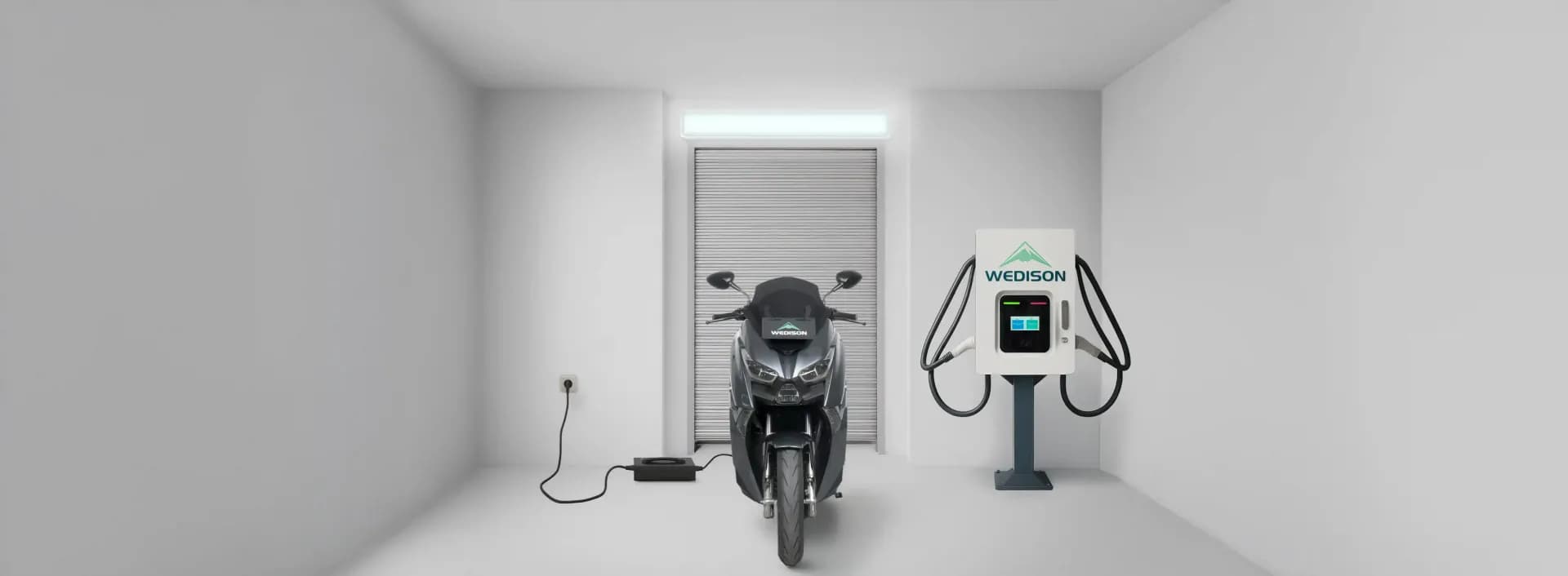 EdPower parked at a Wedison showroom with SuperCharge and home charger visible