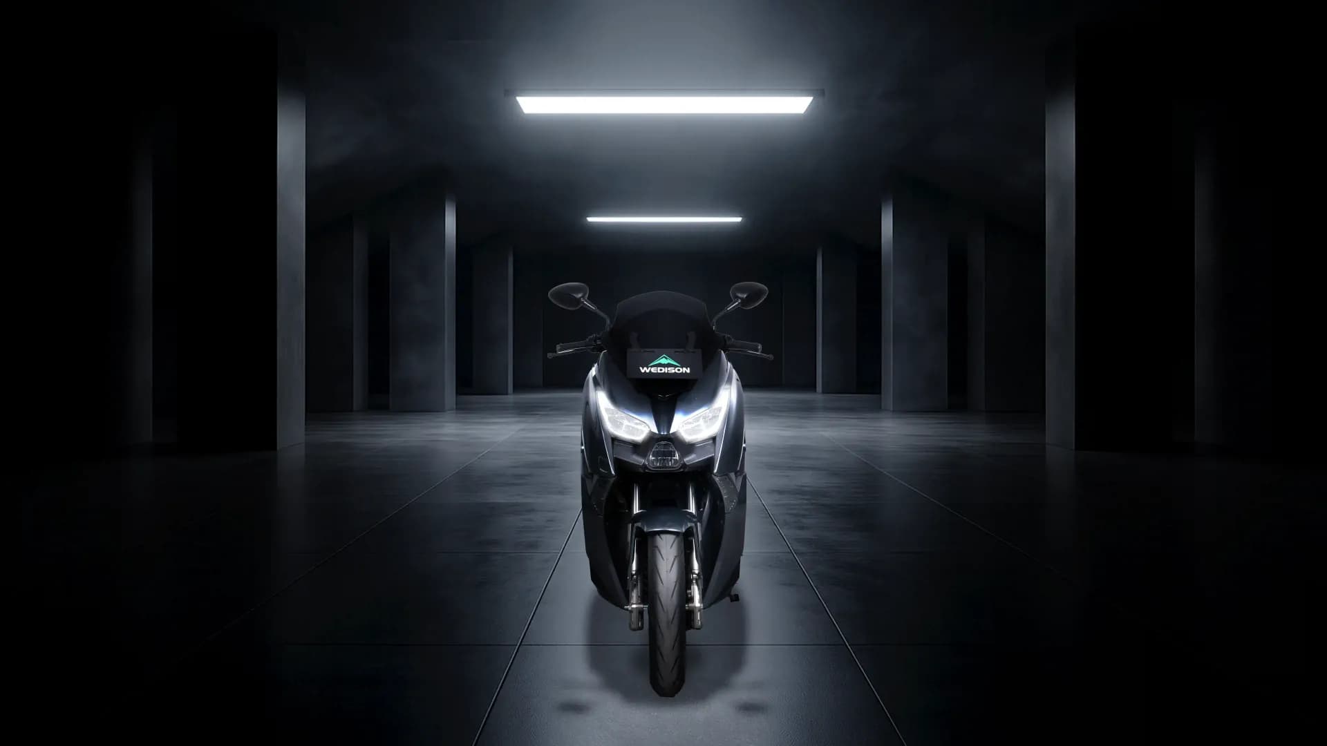  Full body of EdPower from a three-quarter front angle, showcasing its robust, maxi-scooter design and premium features.
